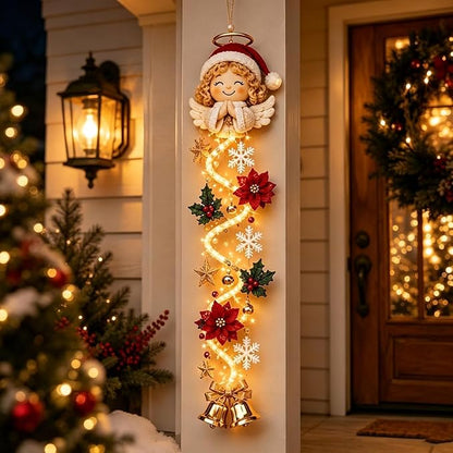 🎀Glowing Christmas Door Hanger – Lighted Vertical Holiday Décor