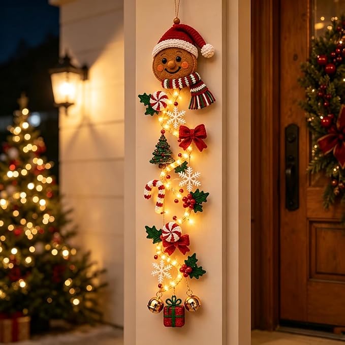 🎀Glowing Christmas Door Hanger – Lighted Vertical Holiday Décor
