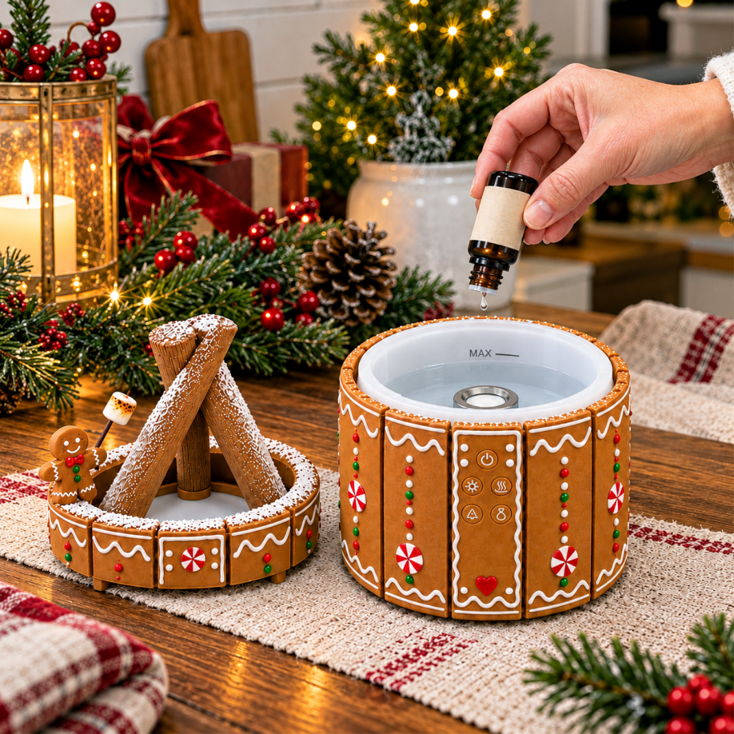 ❤️Christmas Fireplace Mist Diffuser – Magical Holiday Decor