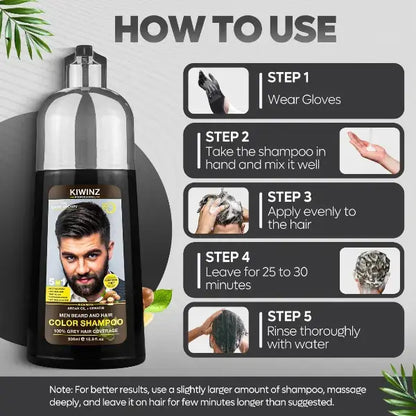 🎀Professional 5 in 1 Men Beard & Hair Dye Shampoo – 500ml