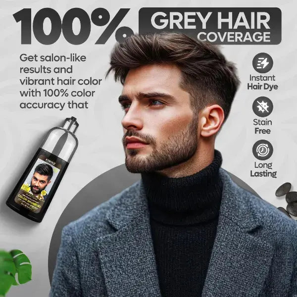 🎀Professional 5 in 1 Men Beard & Hair Dye Shampoo – 500ml