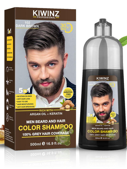 🎀Professional 5 in 1 Men Beard & Hair Dye Shampoo – 500ml