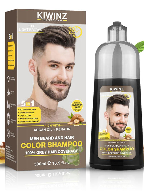 🎀Professional 5 in 1 Men Beard & Hair Dye Shampoo – 500ml