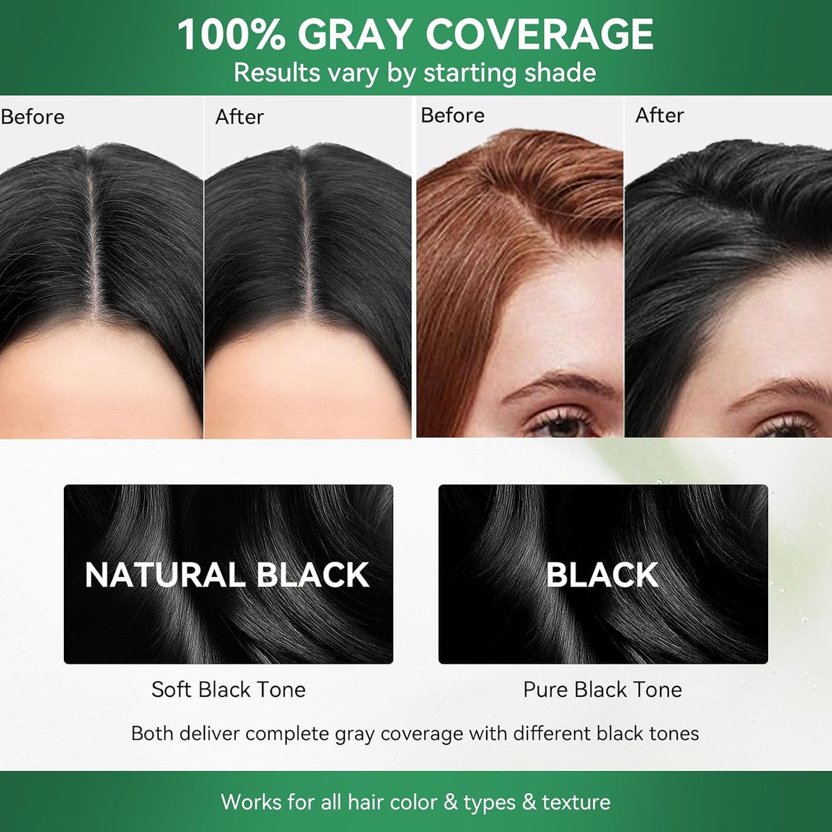 🎉Limer Natural Black Hair Dye Shampoo for Gray Hair, 6 in 1 Color Shampoo