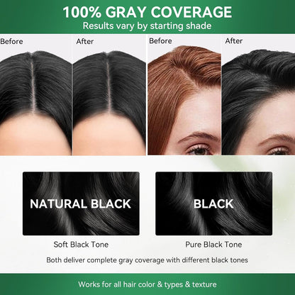 🎉Limer Natural Black Hair Dye Shampoo for Gray Hair, 6 in 1 Color Shampoo