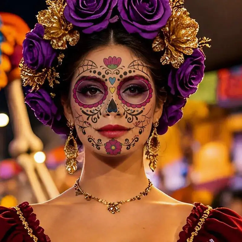 ❤️Day of the Dead Sugar Skull Face Tattoos