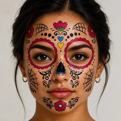 ❤️Day of the Dead Sugar Skull Face Tattoos