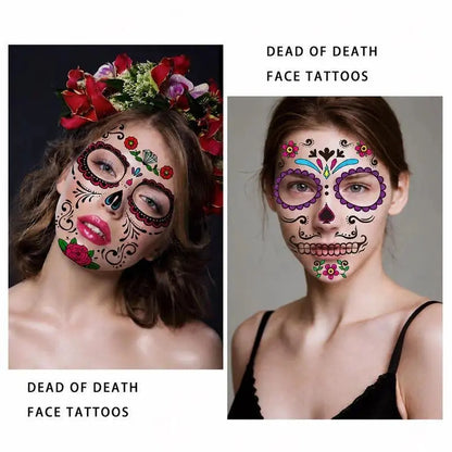 ❤️Day of the Dead Sugar Skull Face Tattoos