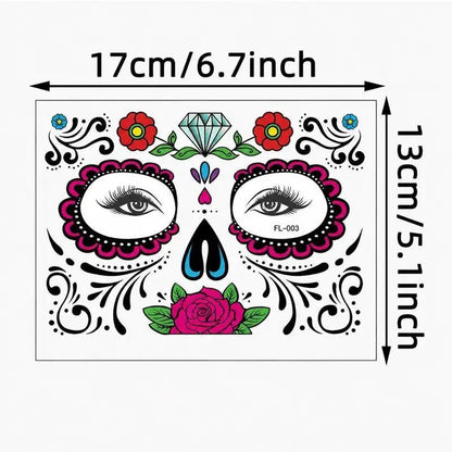 ❤️Day of the Dead Sugar Skull Face Tattoos