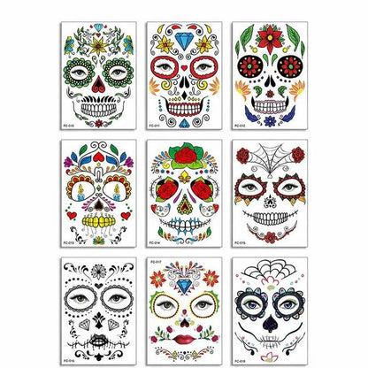 ❤️Day of the Dead Sugar Skull Face Tattoos
