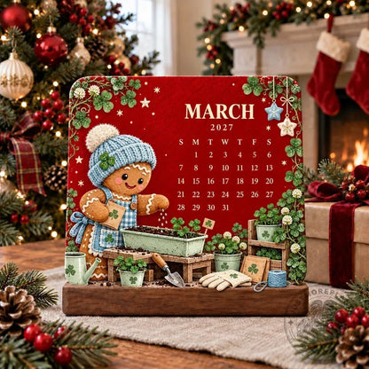 ❤️2027 Christmas Mini Desk Calendar with Wooden Stand