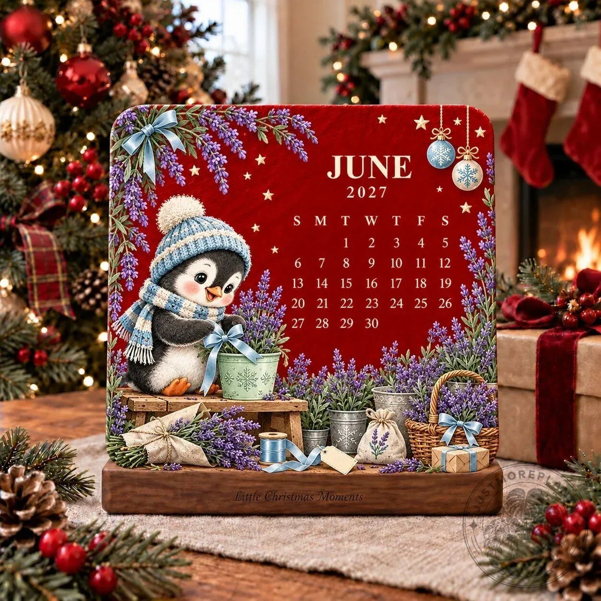 ❤️2027 Christmas Mini Desk Calendar with Wooden Stand