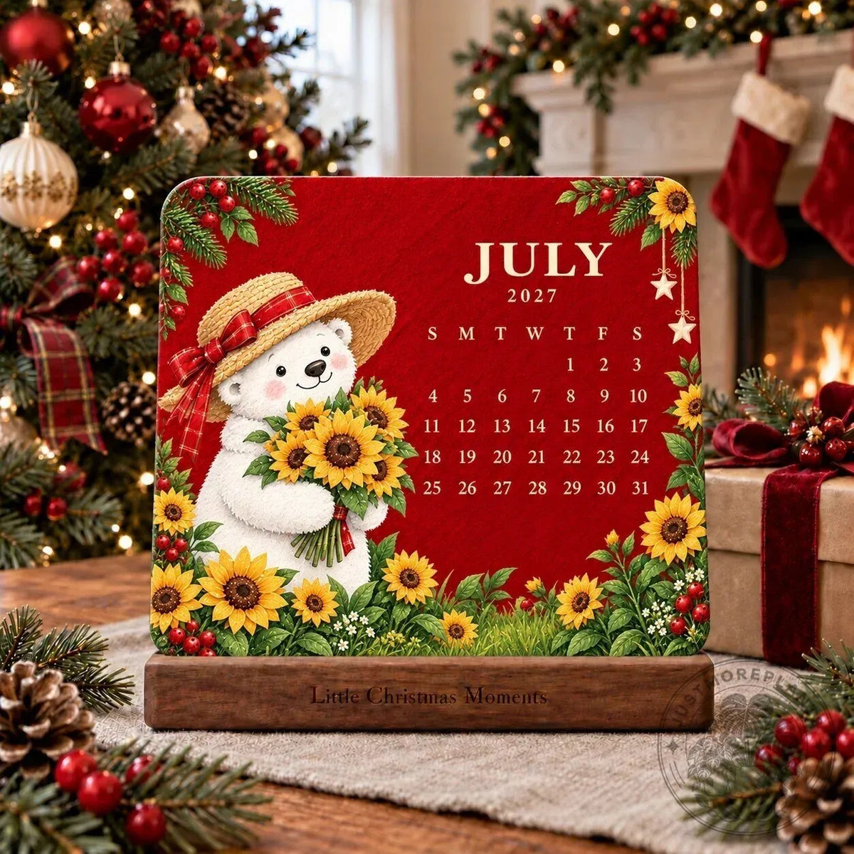❤️2027 Christmas Mini Desk Calendar with Wooden Stand