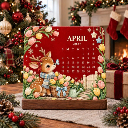❤️2027 Christmas Mini Desk Calendar with Wooden Stand