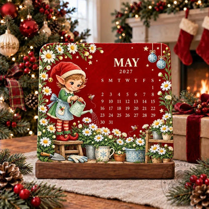 ❤️2027 Christmas Mini Desk Calendar with Wooden Stand