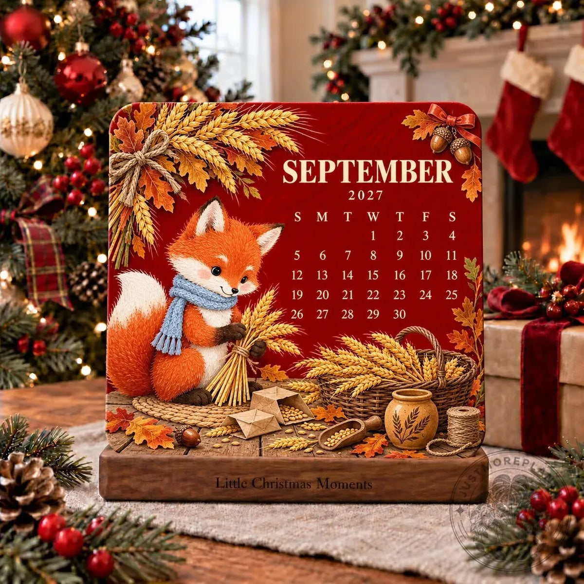 ❤️2027 Christmas Mini Desk Calendar with Wooden Stand