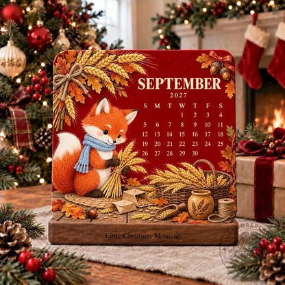 ❤️2027 Christmas Mini Desk Calendar with Wooden Stand