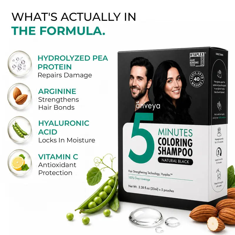 Anveya coloring shampoo formula ingredients pea protein arginine hyaluronic acid vitamin C