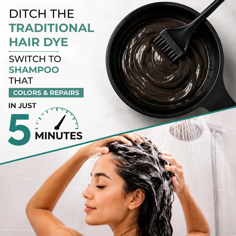 🎀5 Minutes 3-in-1 Coloring Shampoo – Natural Black
