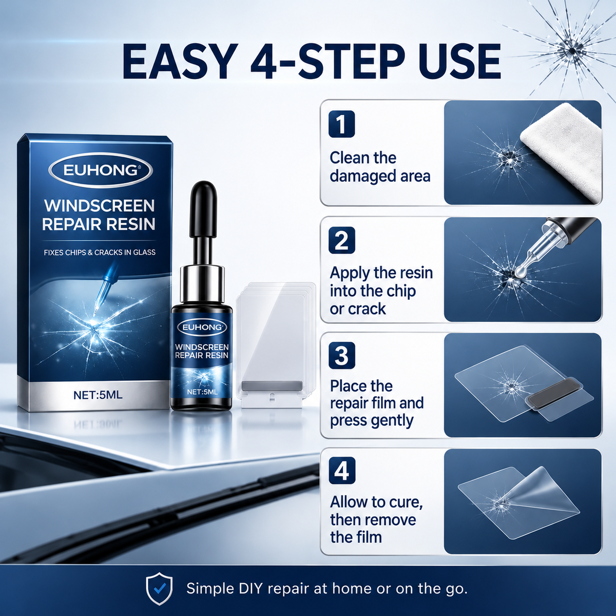 ❤️Windshield Repair Kit – Clear Glass Chip & Crack Repair