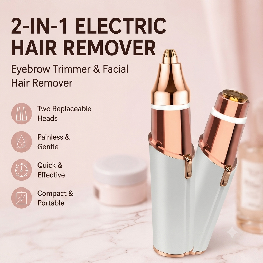 2-in-1 Rechargeable Facial & Eyebrow Hair Trimmer
