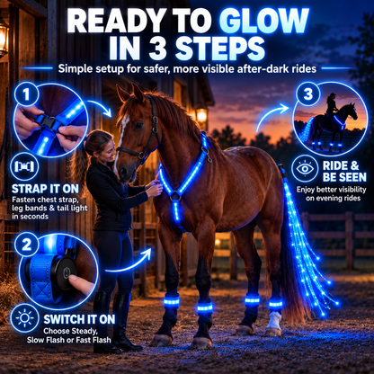 🔥50% OFF🏇LED Horse Night Riding Lights – Full-Body Glow Kit with Enhanced Visibility & 12 Lighting Modes✨