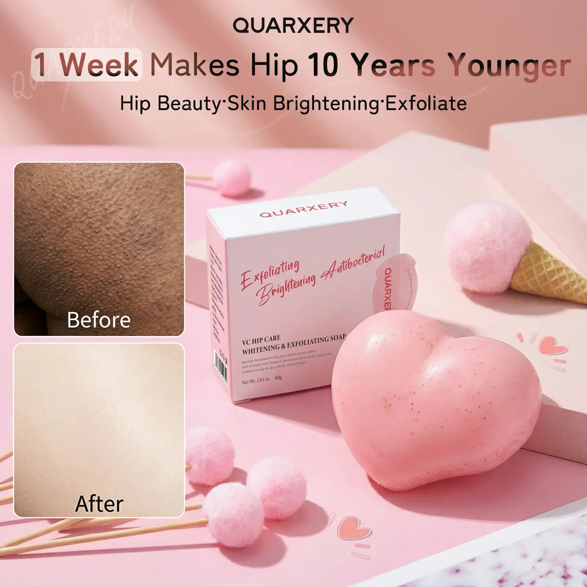🎀VC Care Exfoliating Soap – Peach-Shaped Body Brightening Bar