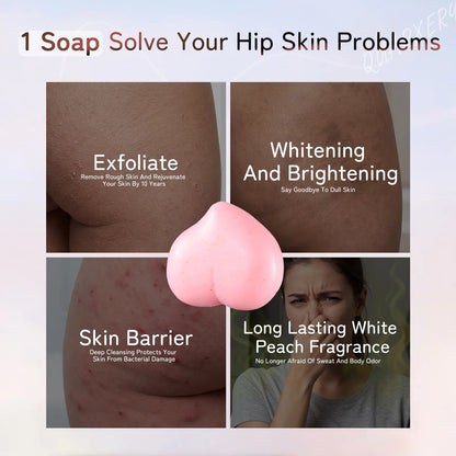 🎀VC Care Exfoliating Soap – Peach-Shaped Body Brightening Bar