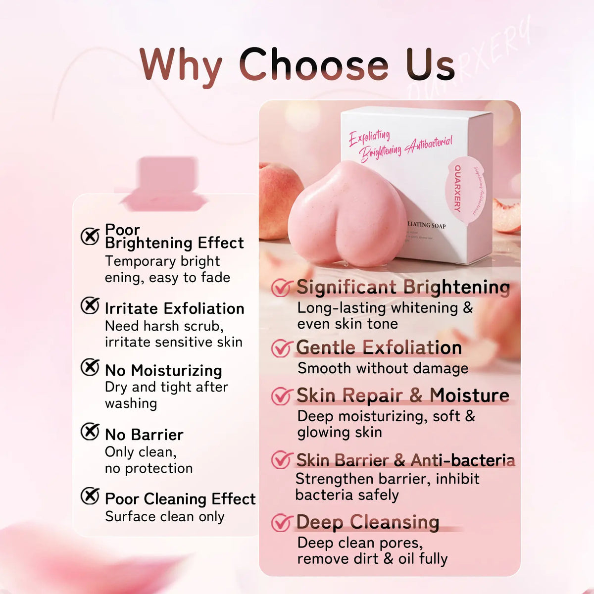 🎀VC Care Exfoliating Soap – Peach-Shaped Body Brightening Bar