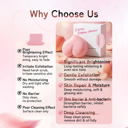 🎀VC Care Exfoliating Soap – Peach-Shaped Body Brightening Bar