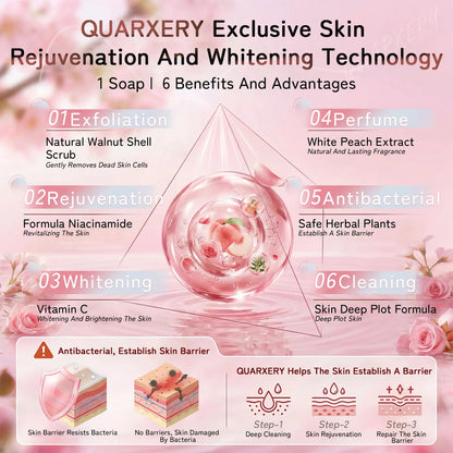 🎀VC Care Exfoliating Soap – Peach-Shaped Body Brightening Bar