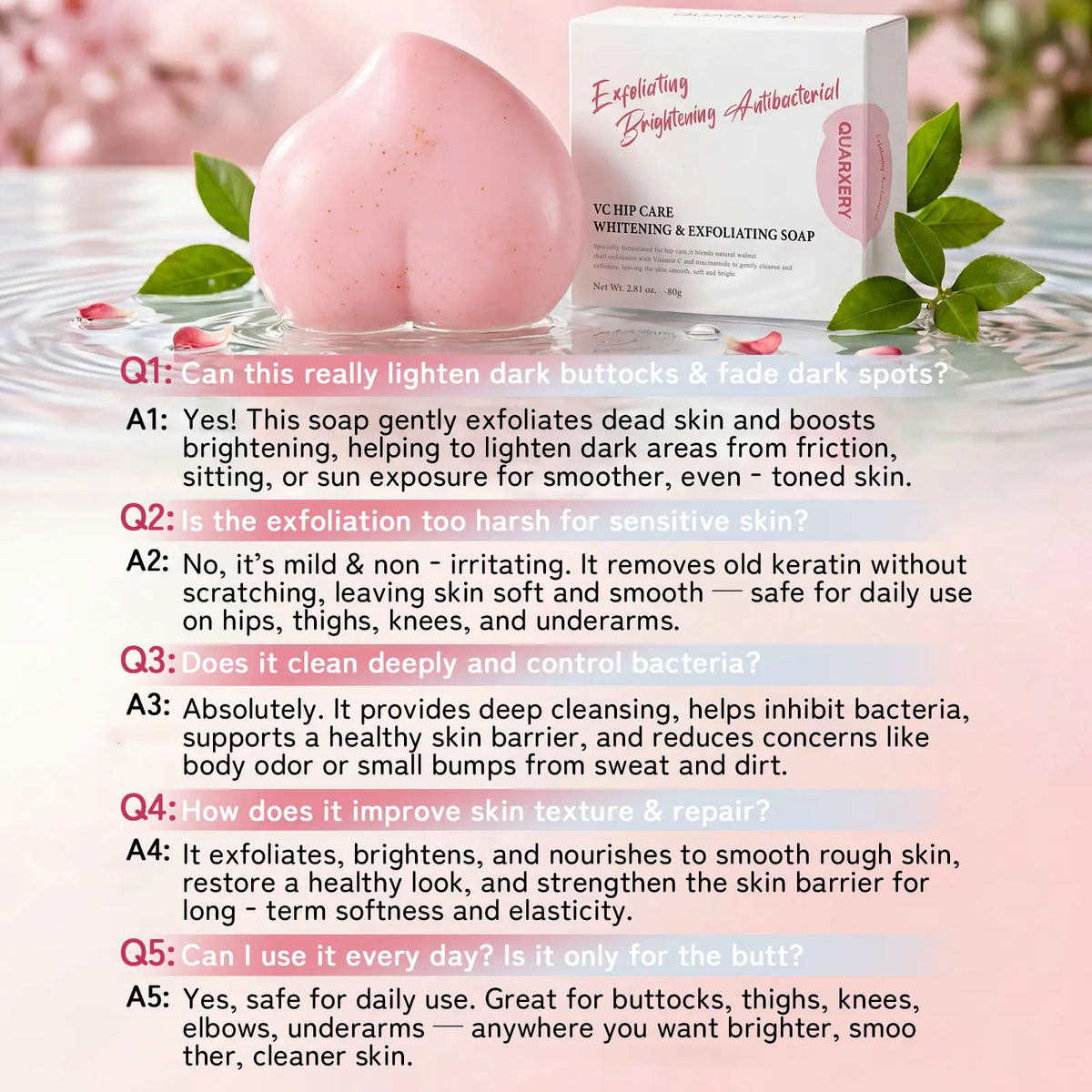 🎀VC Care Exfoliating Soap – Peach-Shaped Body Brightening Bar