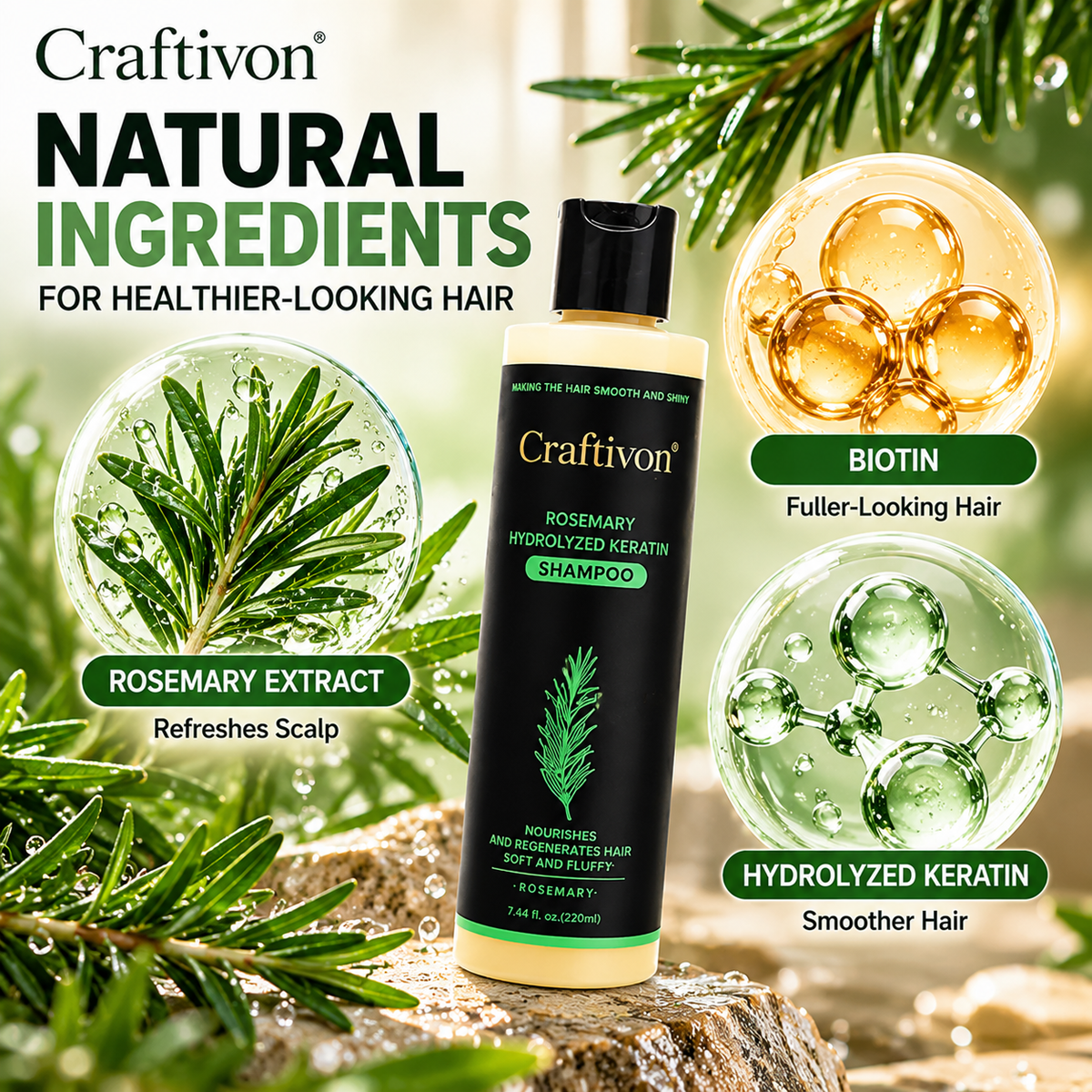 ❤️Rosemary Biotin Volumizing Shampoo for Fuller Thicker Looking Hair