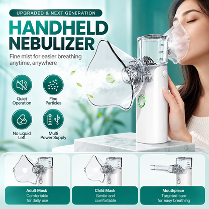 ✨Portable Mesh Nebulizer – Quiet Handheld Nebulizer with Adult & Child Masks