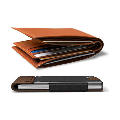 Father's Day Gift Metal Leather Ultra‑Thin Pull‑Out Wallet, Genuine Leather Men's Card Holder