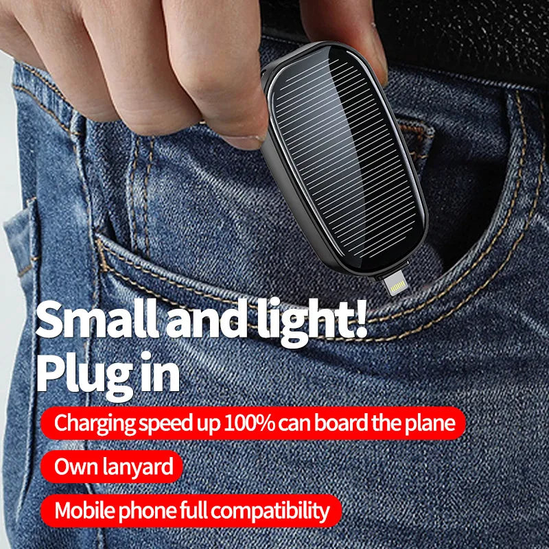 🎁Solar Mini Power Bank with Built-In Charging Connector