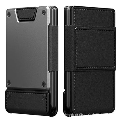 Father's Day Gift Metal Leather Ultra‑Thin Pull‑Out Wallet, Genuine Leather Men's Card Holder