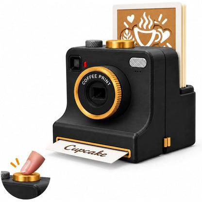 🎁3D Printed Latte Art Camera With Reusable Stencil Cards