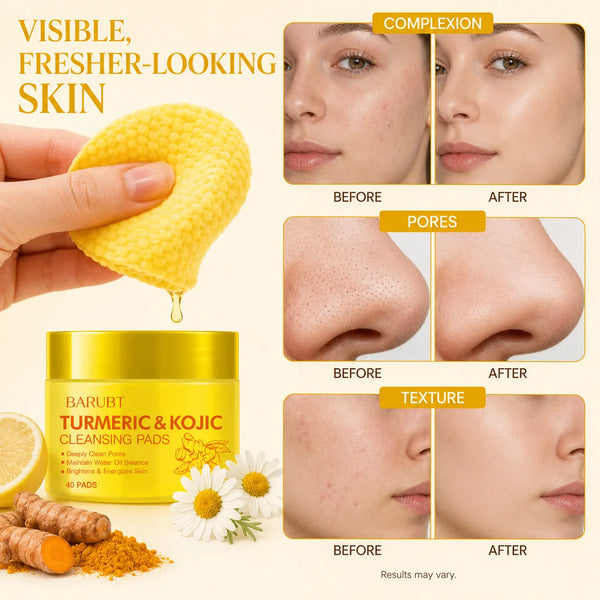 🎁Turmeric & Kojic Acid Cleansing Pads – 40 Daily Facial Pads