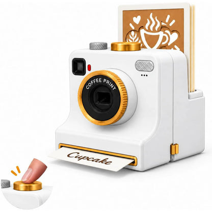 🎁3D Printed Latte Art Camera With Reusable Stencil Cards