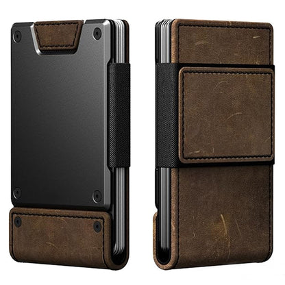 Father's Day Gift Metal Leather Ultra‑Thin Pull‑Out Wallet, Genuine Leather Men's Card Holder