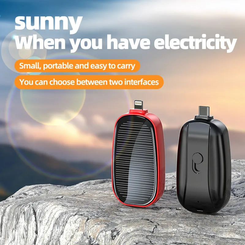 🎁Solar Mini Power Bank with Built-In Charging Connector