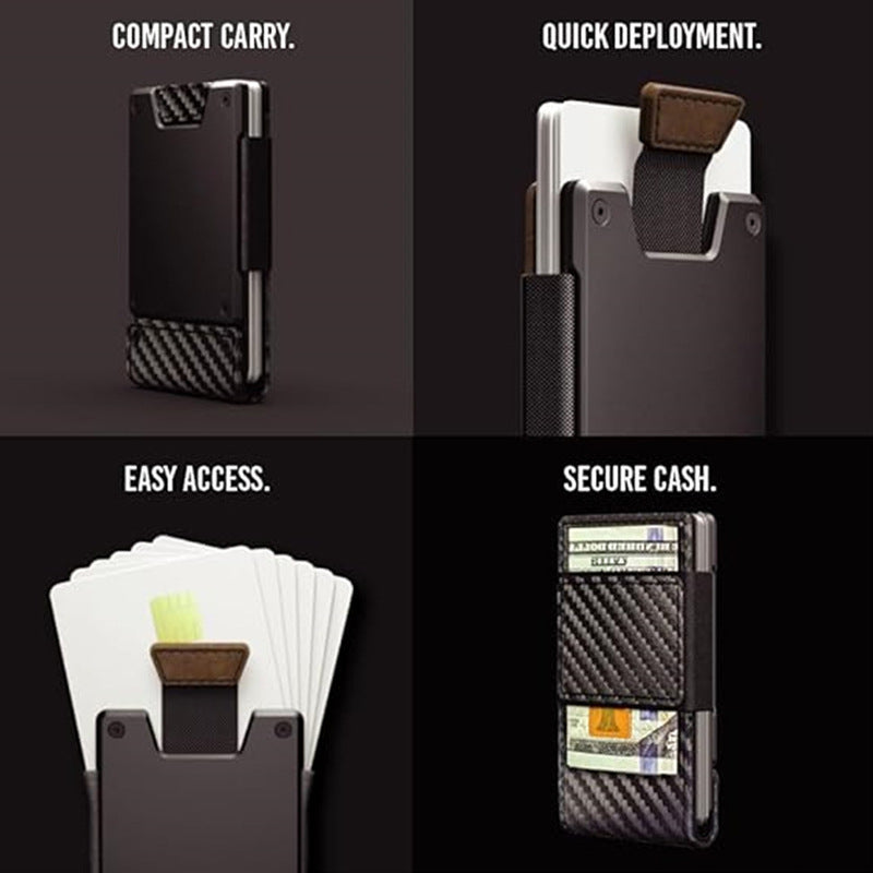 Father's Day Gift Metal Leather Ultra‑Thin Pull‑Out Wallet, Genuine Leather Men's Card Holder