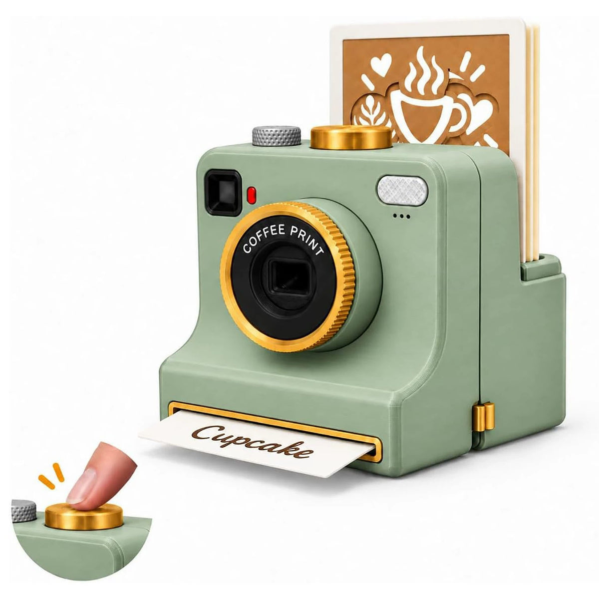 🎁3D Printed Latte Art Camera With Reusable Stencil Cards