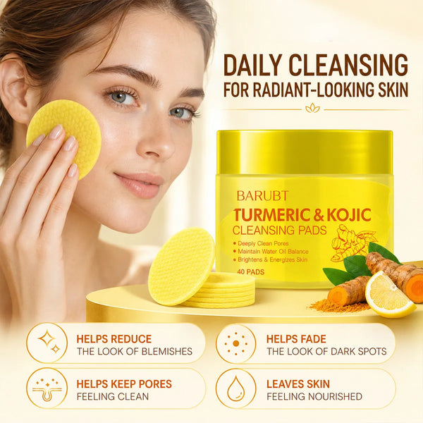 🎁Turmeric & Kojic Acid Cleansing Pads – 40 Daily Facial Pads