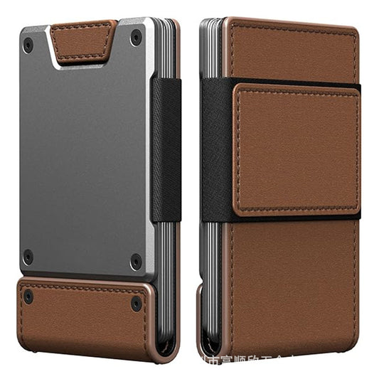 Father's Day Gift Metal Leather Ultra‑Thin Pull‑Out Wallet, Genuine Leather Men's Card Holder