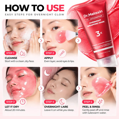🎁Triple Brightening Overnight Wrapping Mask – TXA, Astaxanthin & Niacinamide Hydrating Peel-Off Face Mask, 80ml