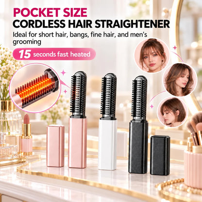 🎁Mini Cordless Bangs Straightener &amp; Rechargeable Styling Comb
