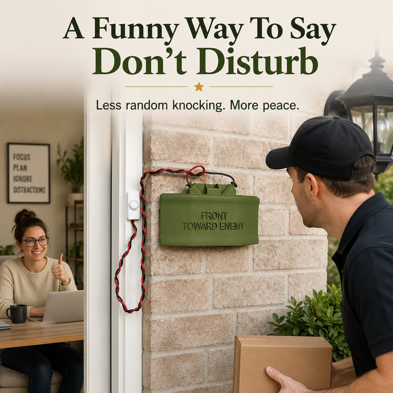 🔥LAST DAY 49% OFF - 🎖️Classic Military Theme Door Sign Doorbell Cover Prank