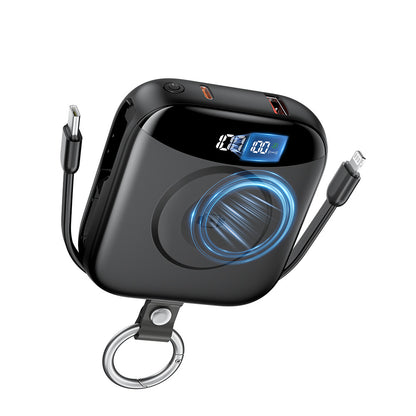 🔋 10000mAh Keychain Power Bank with Built-In Cables